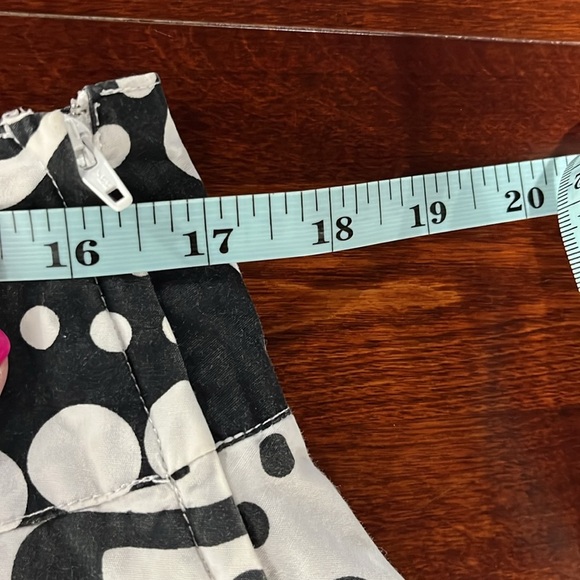 Cato Womens Skirt 10 Black & White Polka Dot Print Side Zip Pleats Full Skirt - Picture 6 of 8